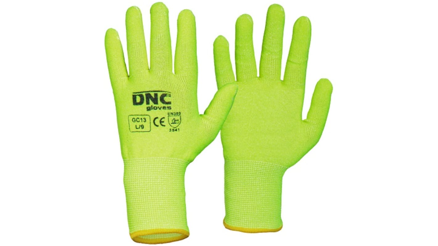 DNC Yellow Abrasion Resistant, Cut Resistant, Heat Resistant, Tear Resistant Cut Resistant Gloves, Size 8
