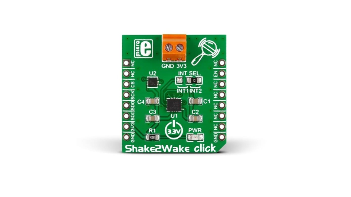 MikroElektronika ADP195, ADXL362, MEMS Shake2Wake Click Entwicklungskit, Beschleunigungsmesser-Sensor