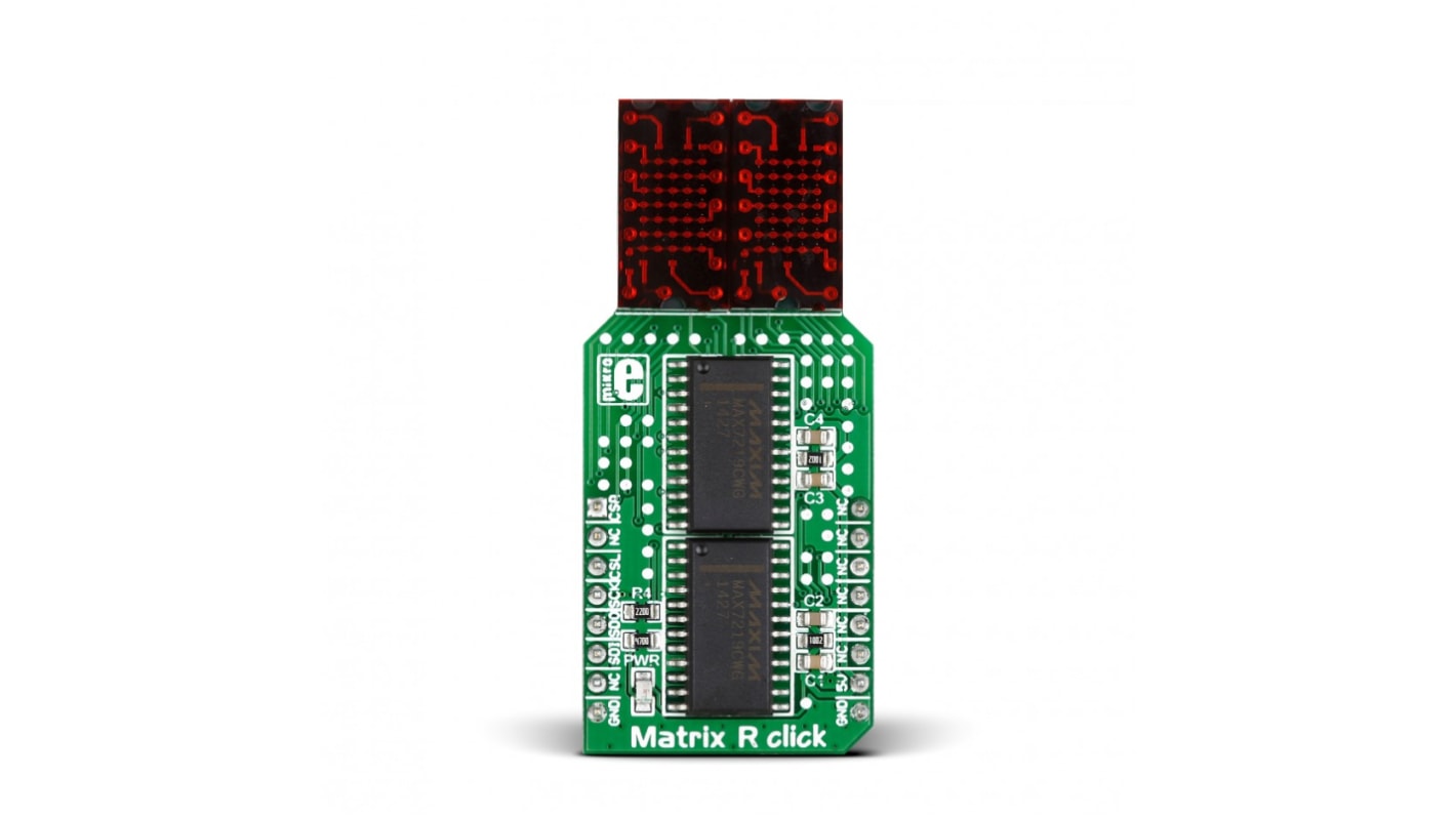 MikroElektronika MIKROE-2245, Matrix R Click LED Matrix Sensor Add-On Board for MAX7219 for 7x5 dot matrix text display