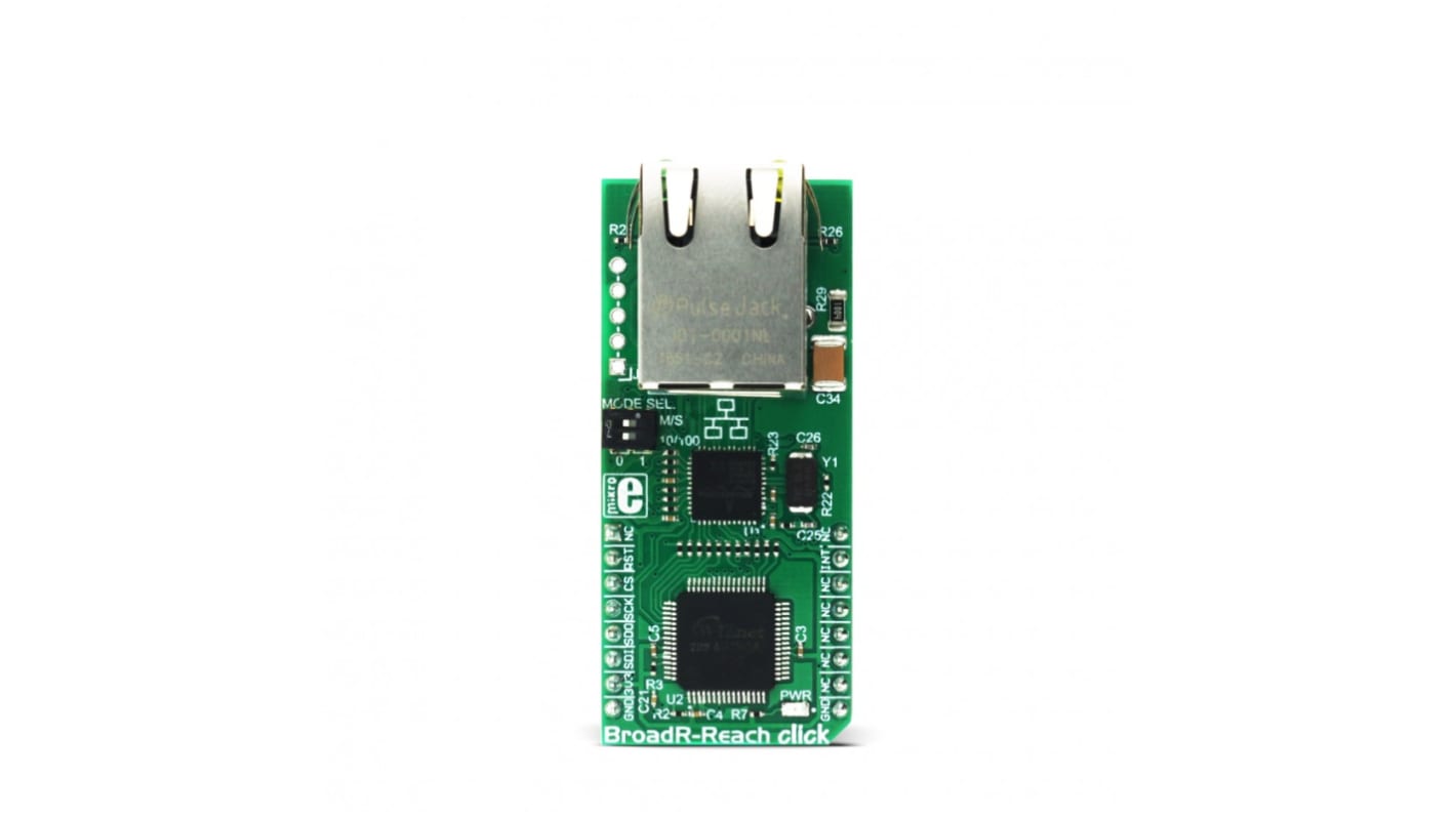 MikroElektronika BroadR-Reach Click BCM54811, PIC16F18313, W3150A+ mikroBus Click Board for Ethernet Based Open Network