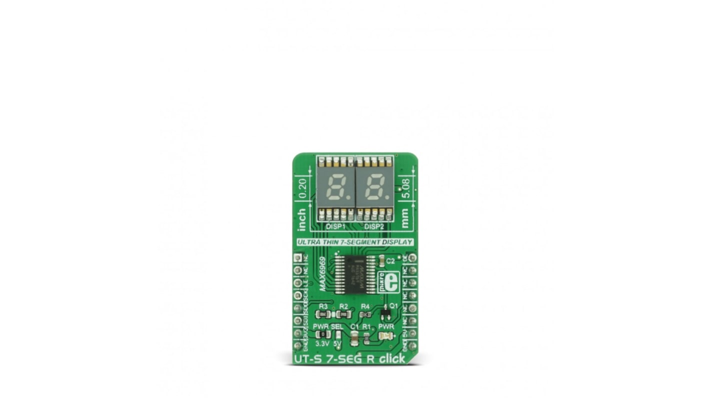 MikroElektronika MIKROE-2840, UT-S 7-SEG R Click LED Driver LED Driver for MAX6969 for 7-Segment Display