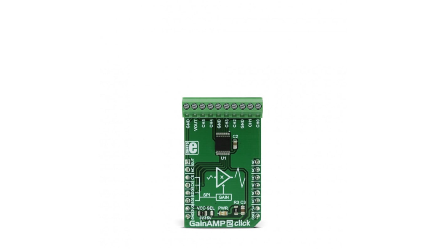 MikroElektronika MIKROE-2859, GainAMP 2 Click Programmable Gain Amplifier Amplifier Board for MCP6S26