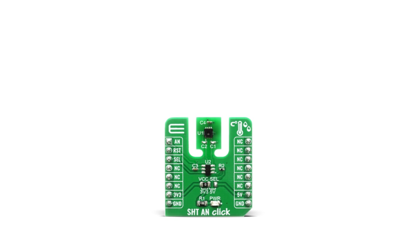 Scheda sensore di temperatura SHT AN Click MikroElektronika, con Sensore temperatura e umidità