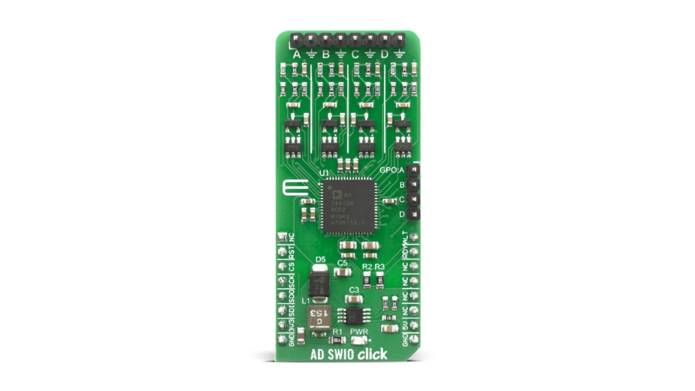 Carte mikroBus Click ADC/DAC MikroElektronika pour Automatisation d'usine, entraînements de moteur