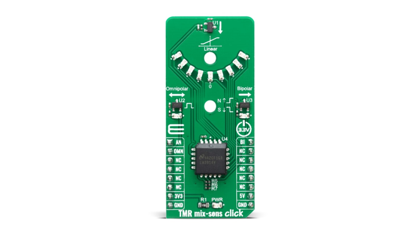 MikroElektronika LM3914, RR111-1DC2-331, RR121-1A23-311, RR121-3C63-311 TMR mix-sens click Entwicklungskit,