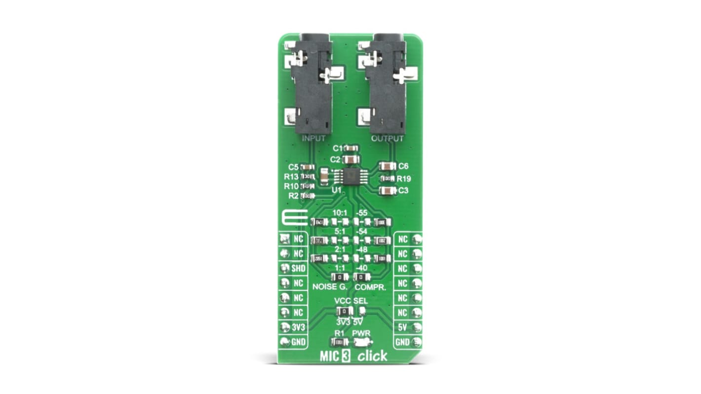 Placa de amplificador Preamplificador de micrófono MikroElektronika MIC 3 Click - MIKROE-4136