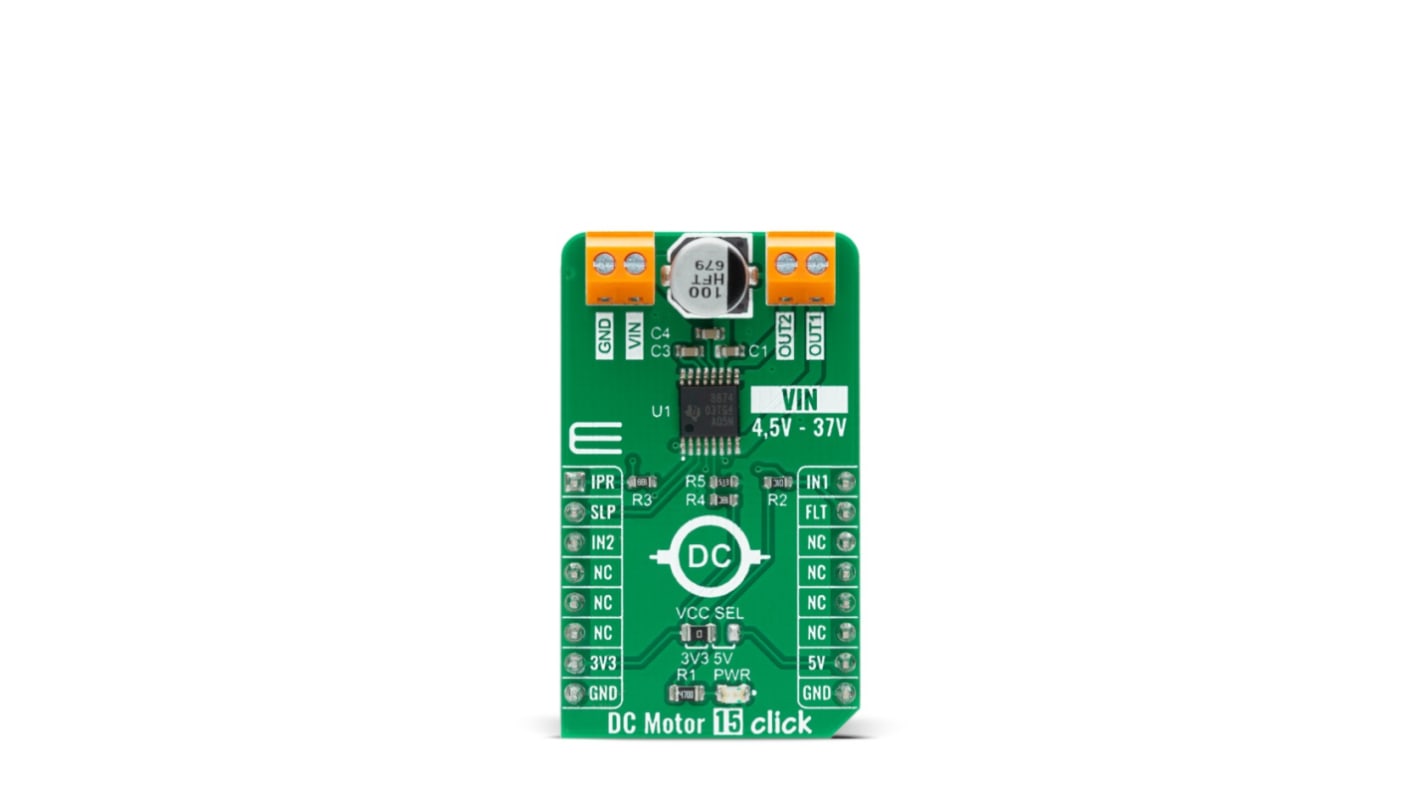 Scheda azionamento per motori Azionamento per motori c.c. per Motore CC a spazzole DC Motor 15 Click DRV8874