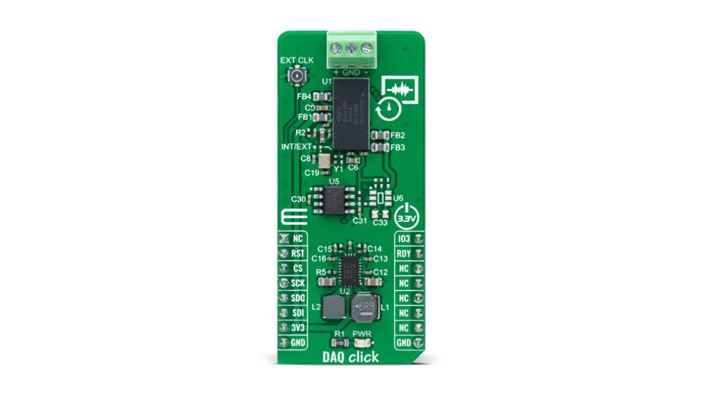 MikroElektronika MIKROE-4495, DAQ Clicl Data Acquisition Sensor Add-On Board for Condition Monitoring For Predictive