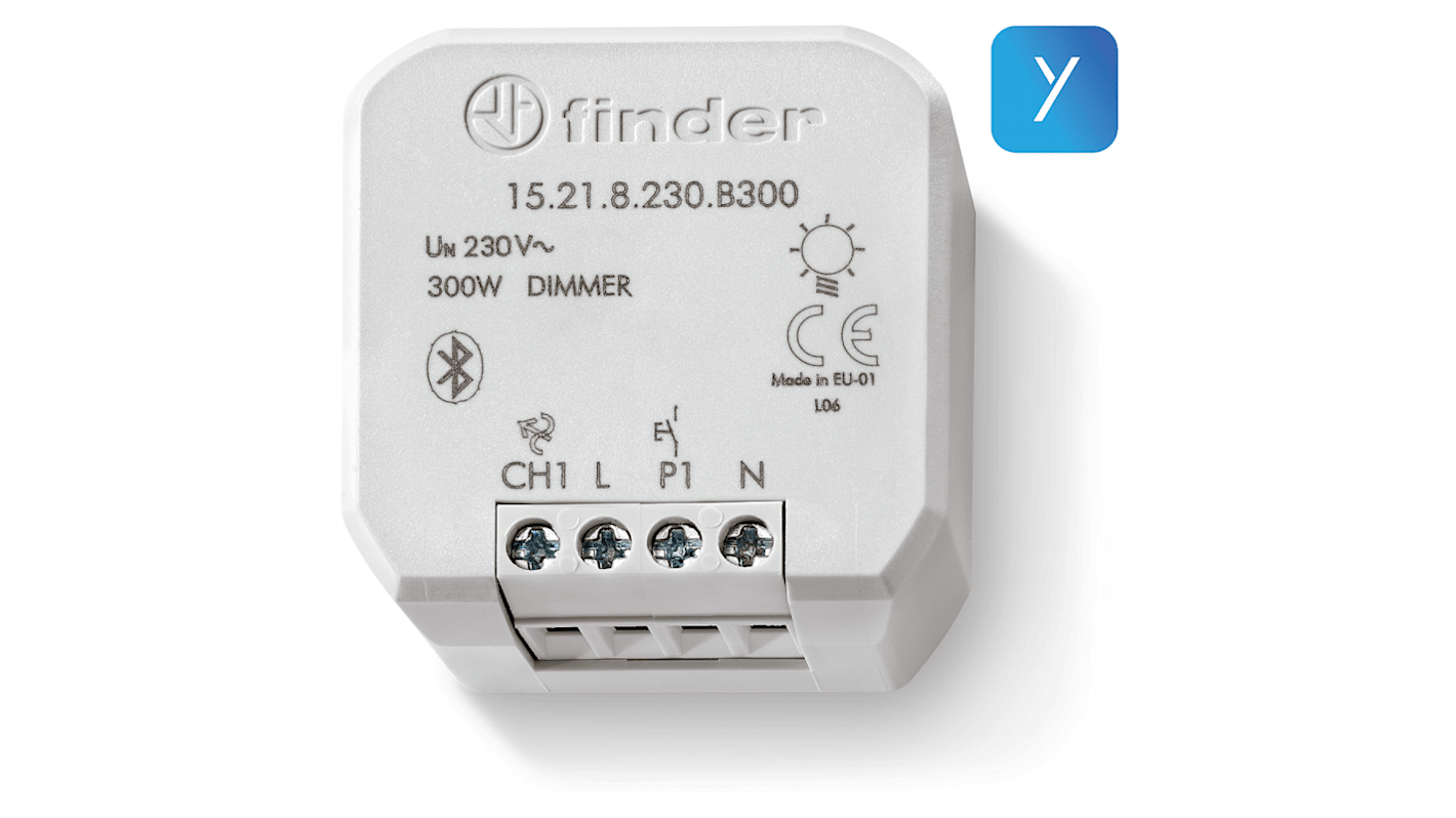 15.21.8.230.0200 Finder 1 Way 1 Gang Selector Dimmer Switch, 230V ac