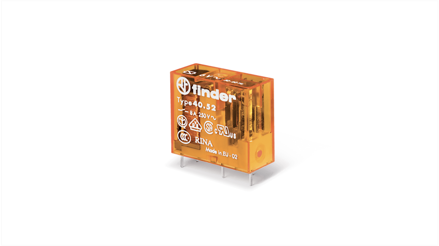 Finder PCB Mount Relay, 24V ac Coil, 8A Switching Current