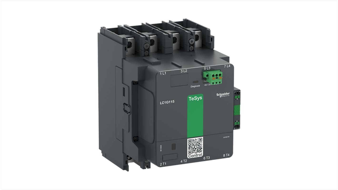 Schneider Electric LC1G115 Series Contactor, 48 → 130 V ac/dc Coil, 4-Pole, 250 A, 1 NO + 1 NC