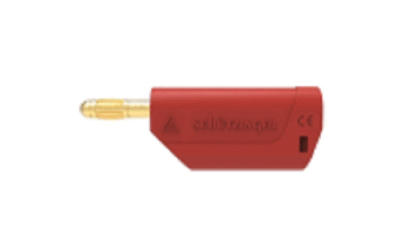 Schutzinger Bananenstecker Rot, Kontakt vernickelt, 30 V ac/dc, 60 V ac/dc / 32A Steck