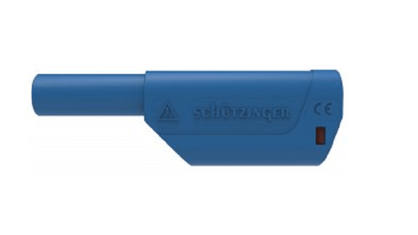 Schutzinger Blue Male Banana Plug, Screw Termination, 32A, 1kV, Nickel Plating