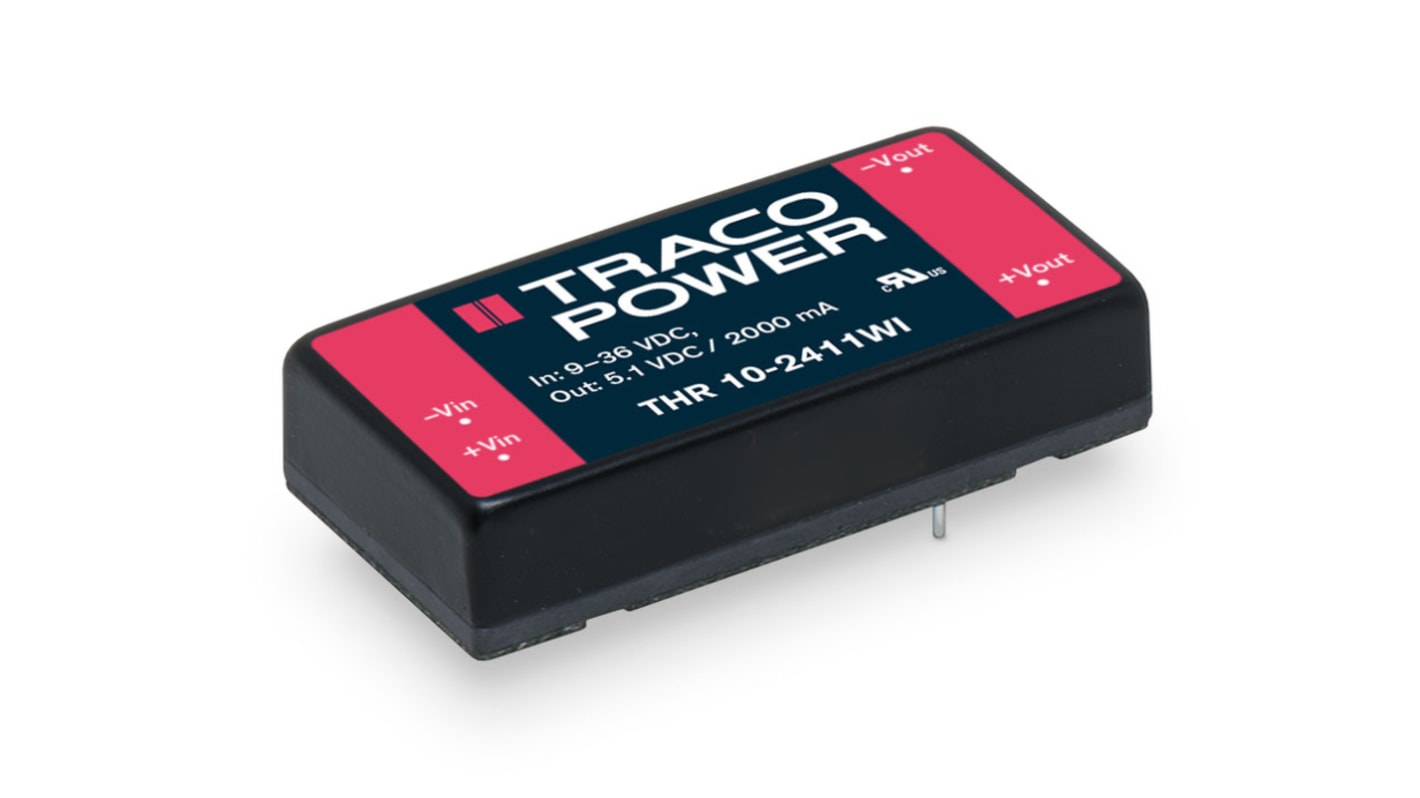 TRACOPOWER THR 10WI Isolated DC-DC Converter, 5V dc/, 18 - 75 V dc Input, 10W, PCB