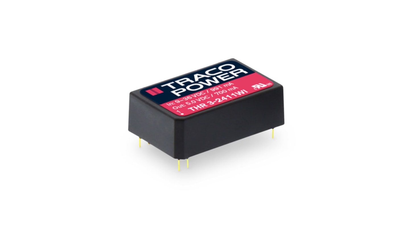 TRACOPOWER THR 3WI Isolated DC-DC Converter, 5V dc/, 9 → 36 V dc Input, 3W, PCB