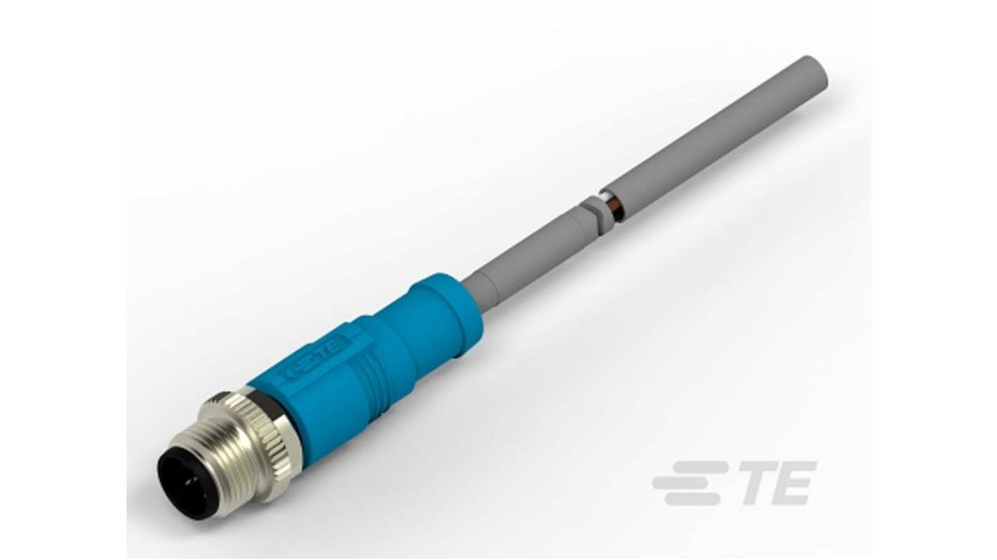 TE Connectivity Straight Male 5 way M12 to Unterminated Cable Assembly, 1m