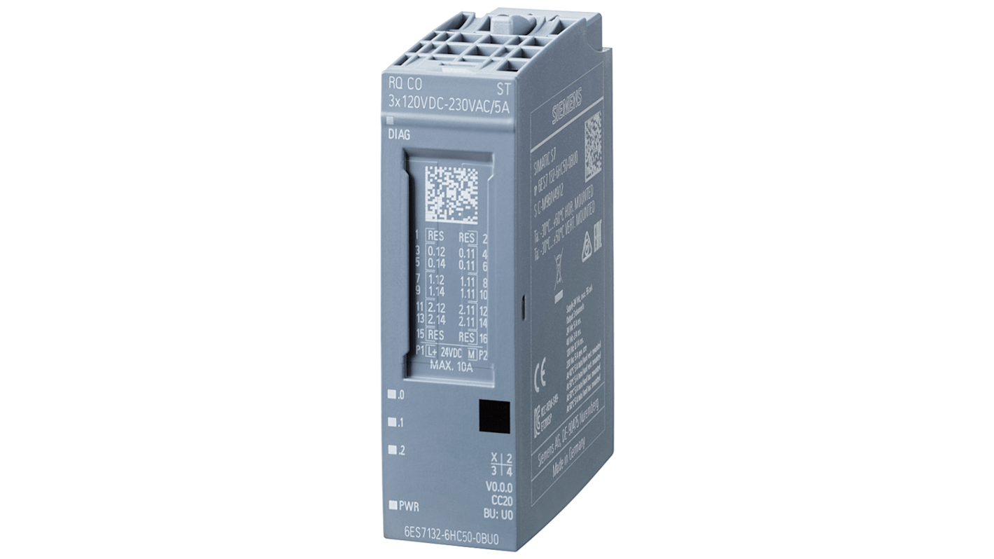 Módulo de salida digital Siemens 6ES7132, para usar con Sistema de E/S SIMATIC, 3 salidas tipo Digital