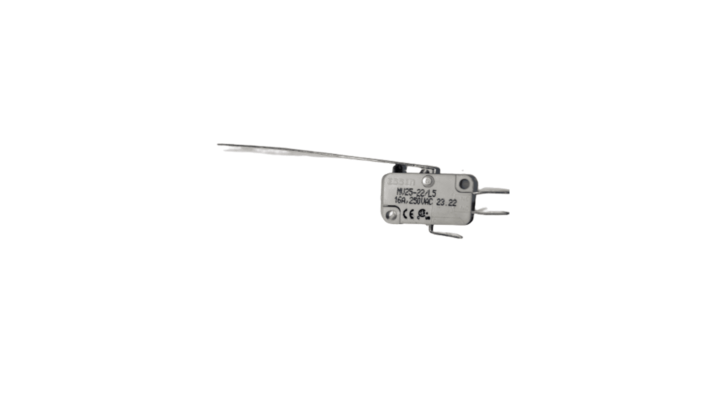 Microrupteur Levier long droit RS PRO, Connexion rapide, SPDT, 16 A @ 250 V CA 250V