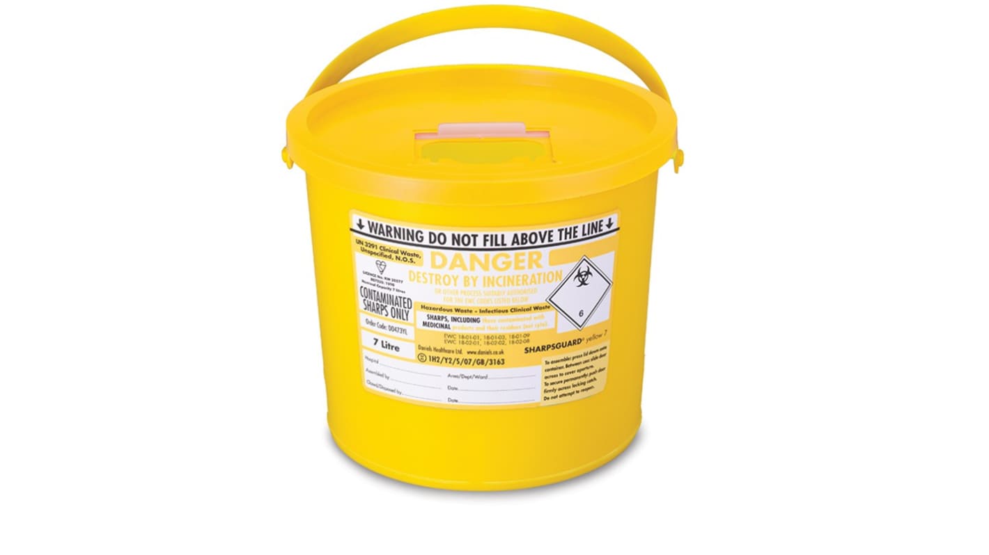 Crest Medical Sharpsguard 7L Yellow Acrylic Dustbin