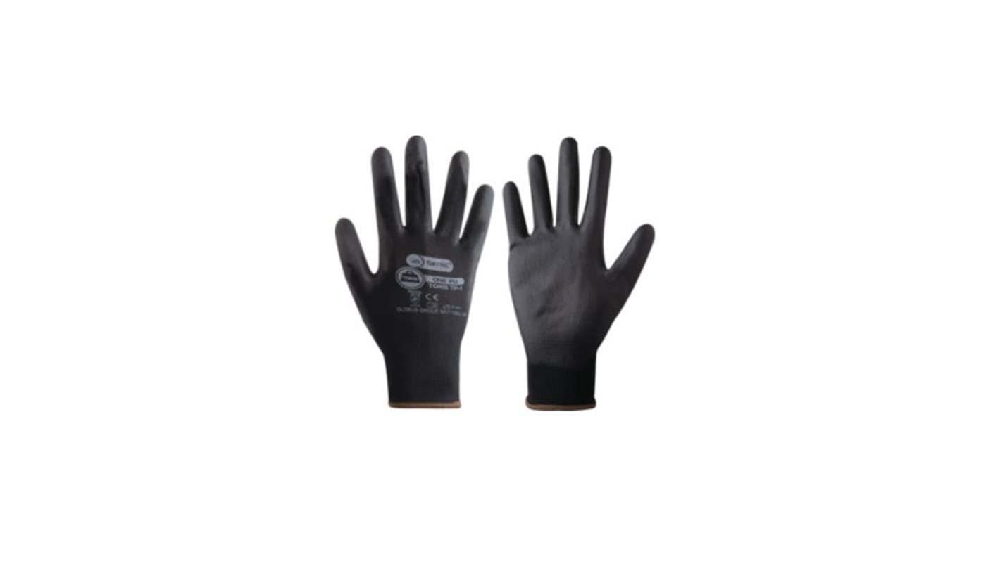 Skytec Black Polyester Gloves, Size 9, Large, 100 per Pack