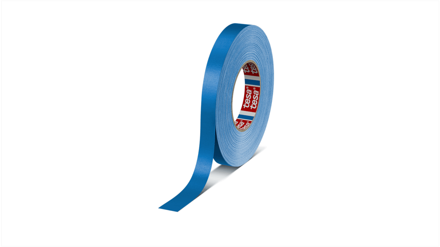 Cinta adhesiva de tela, Tejido con revestimiento acrílico Tesa 4651 de color Azul, 19mm x 50m, grosor 0.31mm