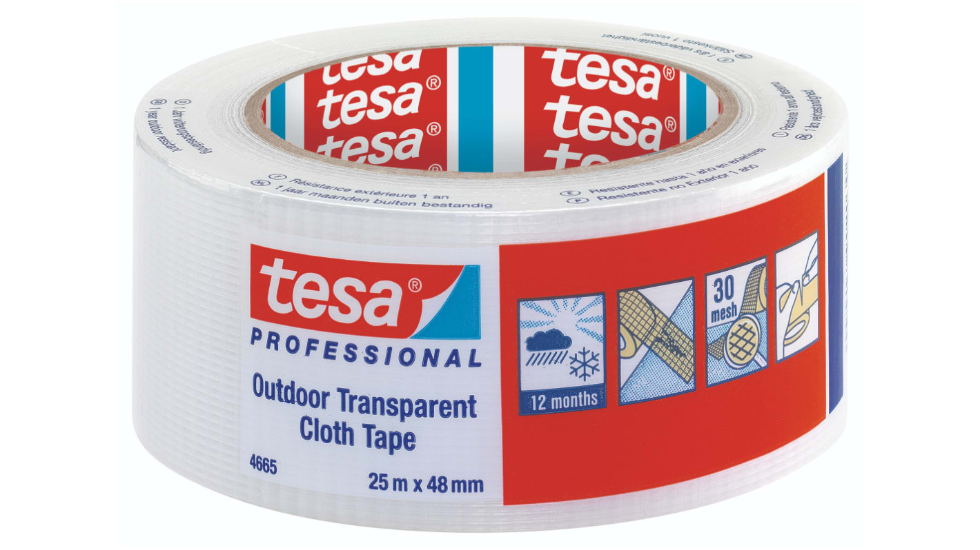 Tesa 4665 Gewebeband, PE-Klebeband transparent, 0.215mm x 48mm x 25m