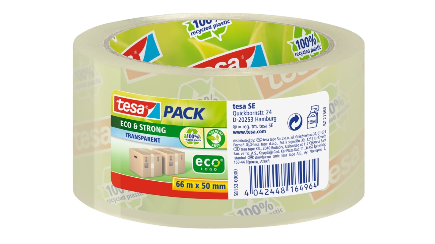 Tesa 58153 Paketband, BOPP-Folie, transparent, Stärke 57μm, 50mm x 66m