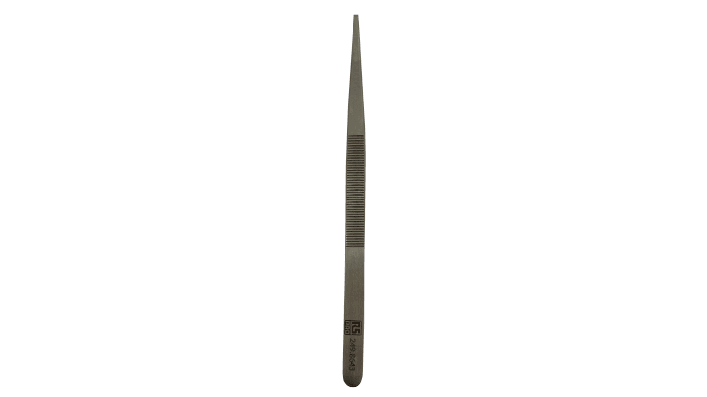 Brucelles RS PRO pointe Droite en Acier au carbone, L. 160 mm