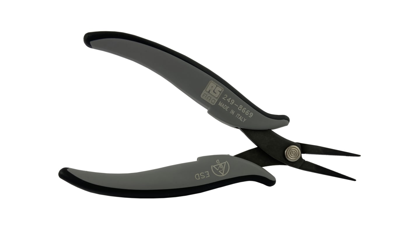 RS PRO Long Nose Pliers, 160 mm Overall, Straight Tip, 28mm Jaw, ESD