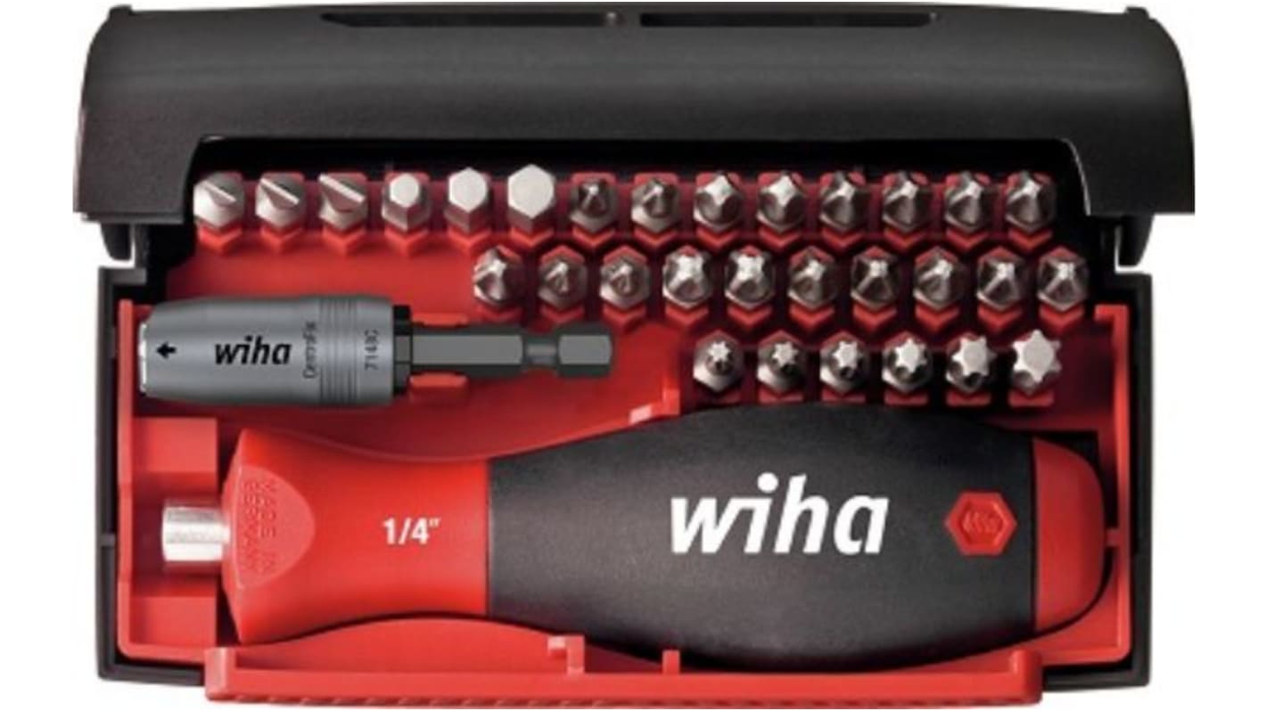 Wiha Bit Holder 33 Pieces, Hexagon, Phillips, Pozidriv, Slotted, Torx