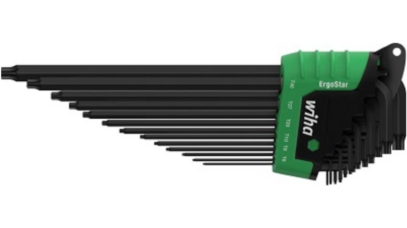 Wiha T5 - T45 TORX®-Schlüsselsatz L-Form lang 14-teilig, T5, T6, T7, T8, T9, T10, T15