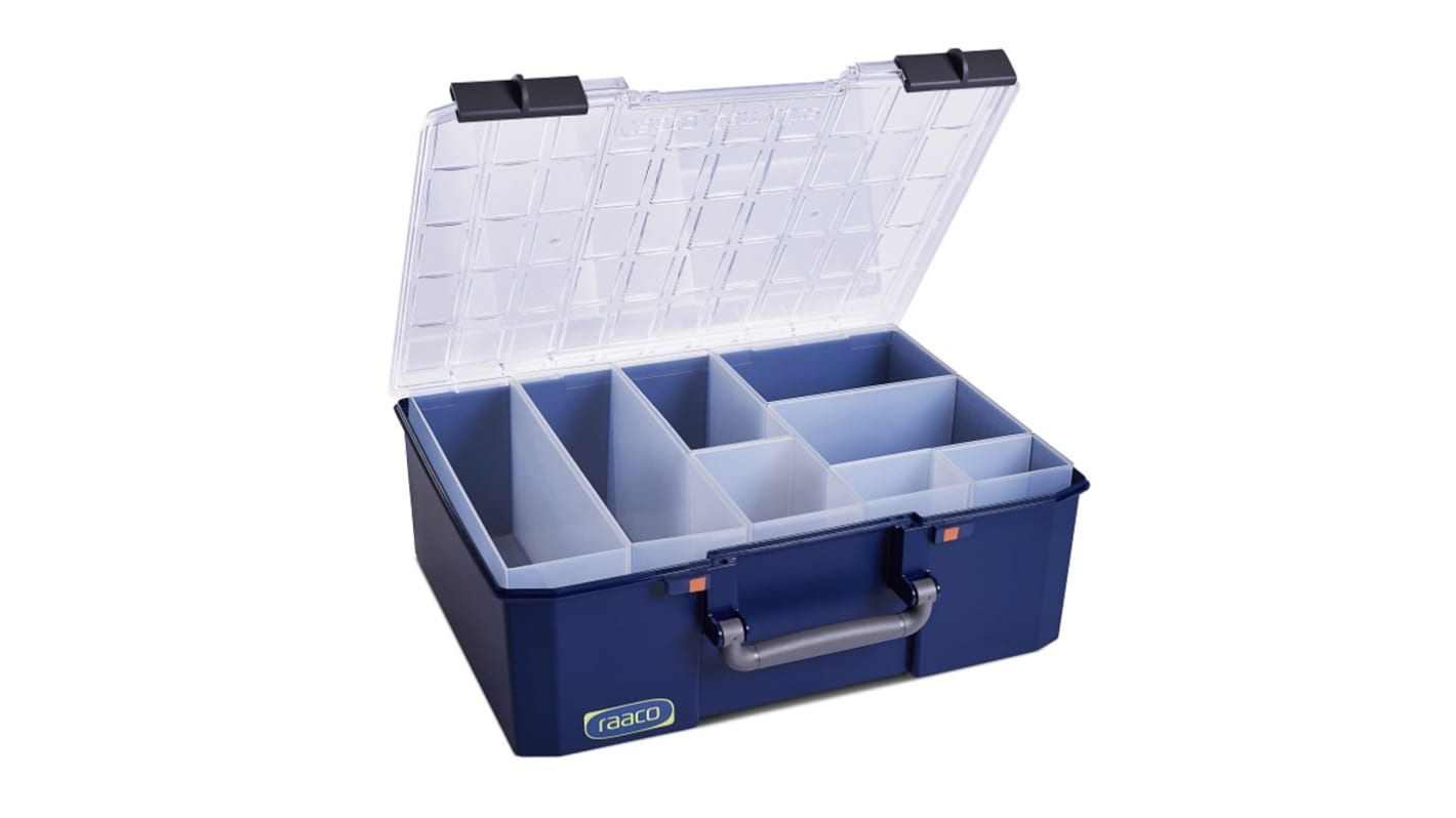 Caja organizadora Raaco de 8 compartimentos ajustables, 413mm x 330mm x 147mm