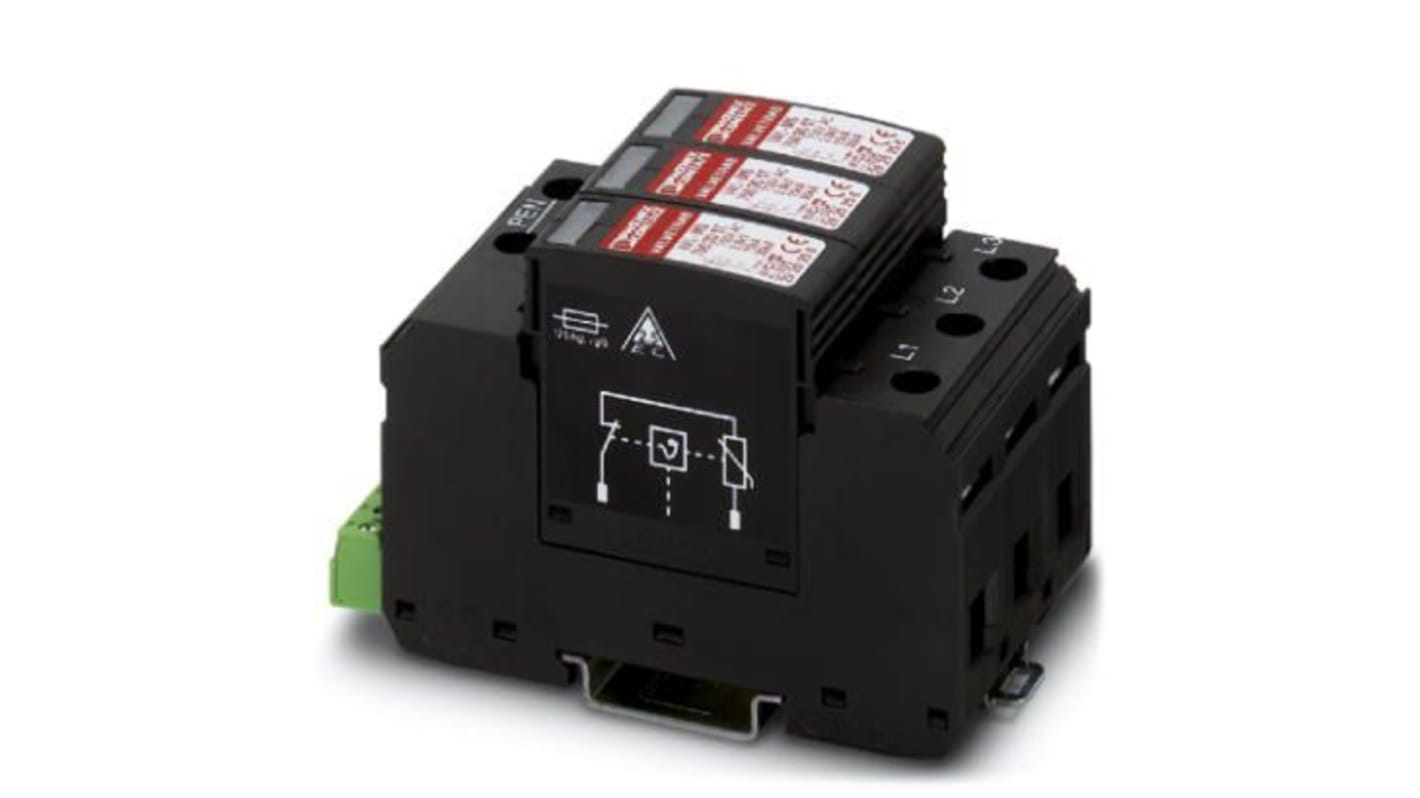 Phoenix Contact Three Phase Surge Arrester, 30kA, = 2.9kV, DIN Rail Mount