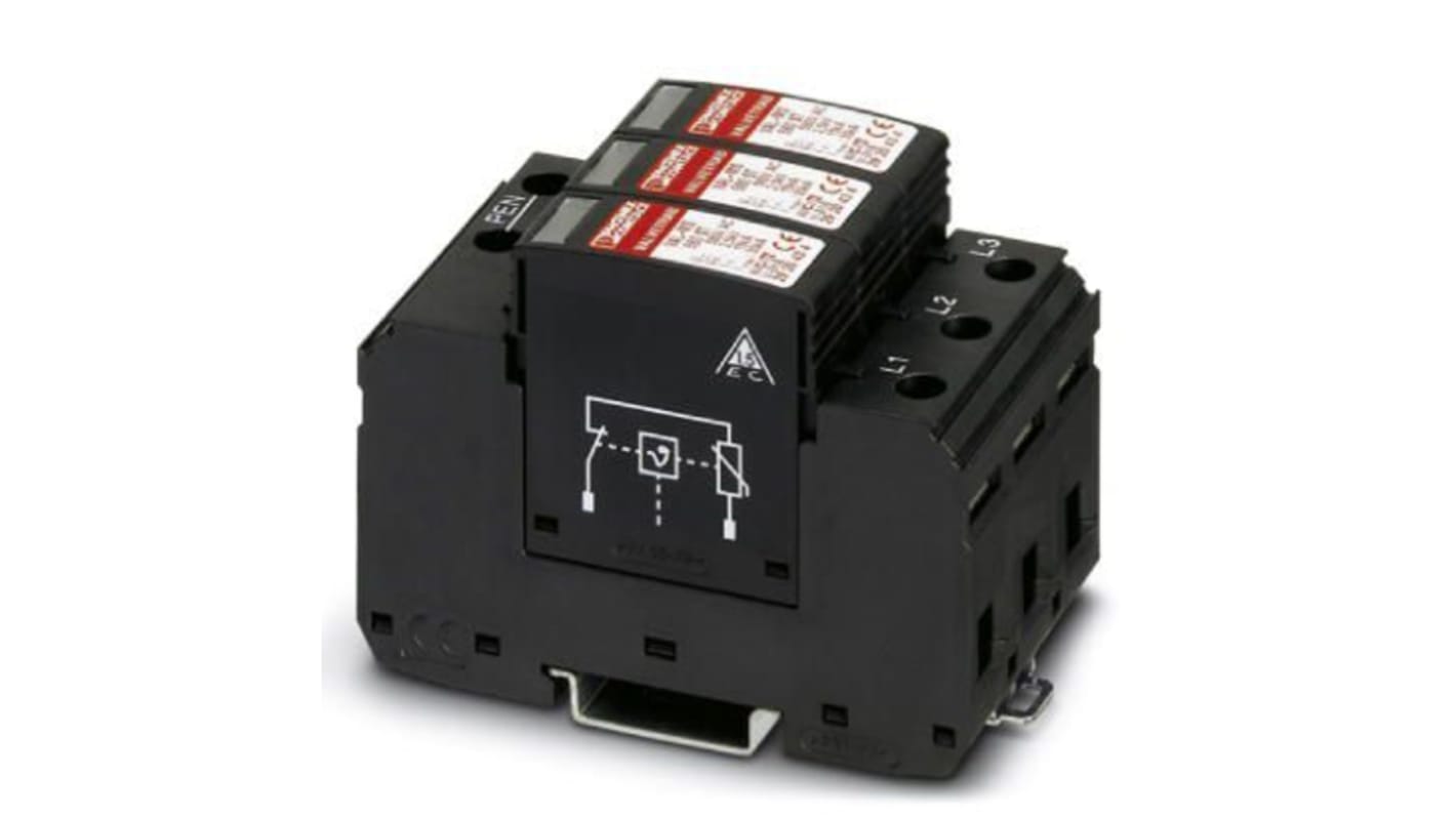 Phoenix Contact Three Phase Surge Arrester, 30kA, =2.5kV, DIN Rail Mount