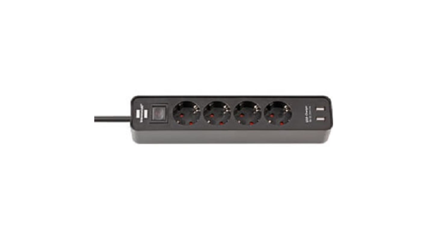 brennenstuhl 1.5m 4 Socket Type F - German Schuko, USB Extension Lead