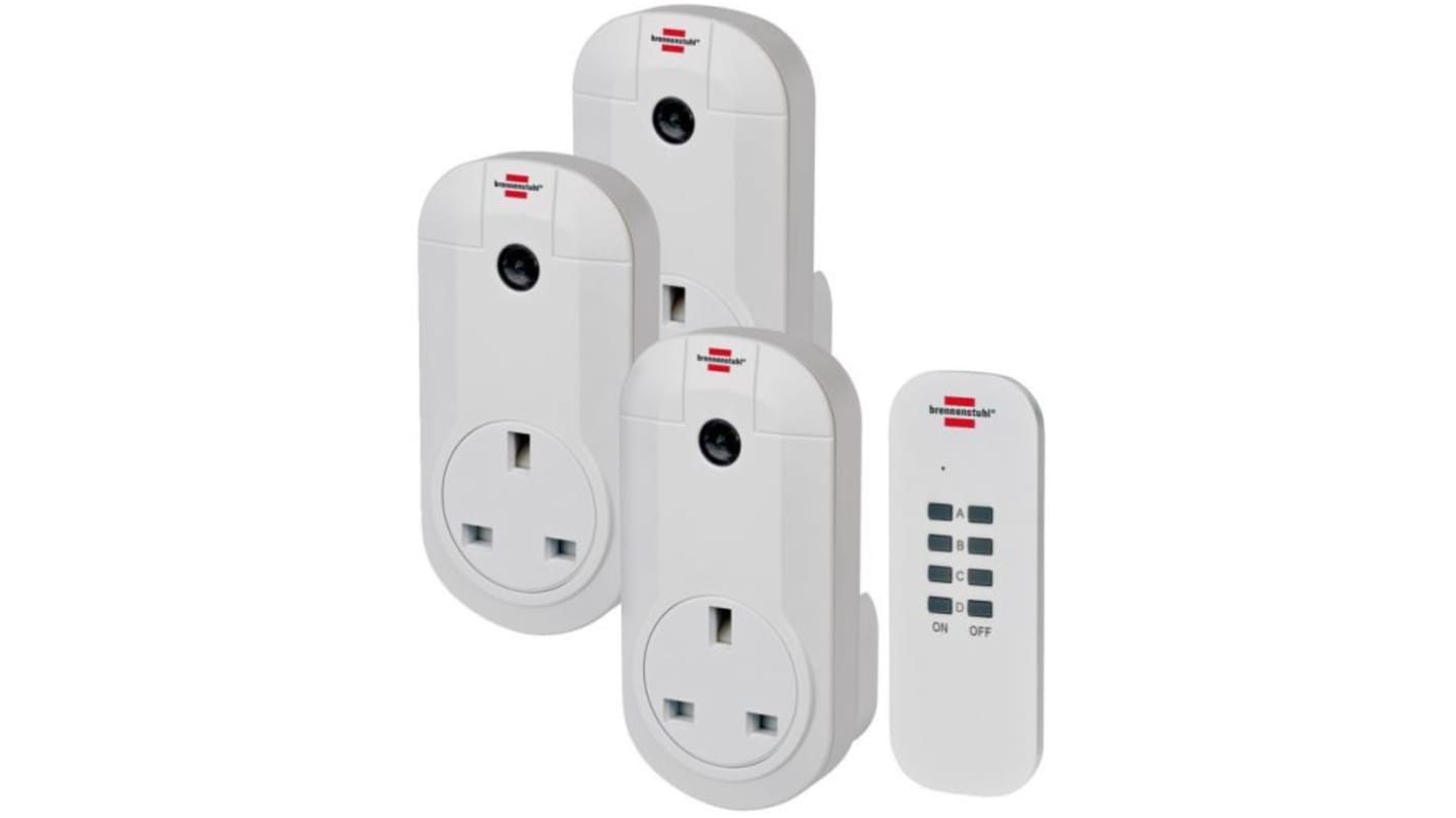 brennenstuhl White 3 Gang Plug Socket, 4 Poles, 4.35A, Type G - British, Indoor Use