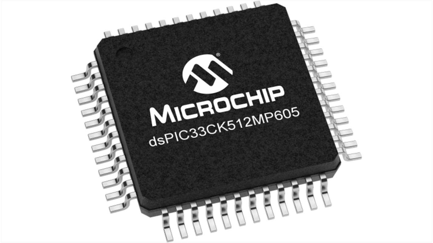 Microcontrolador Microchip dsPIC33CK512MP605-I/PT, núcleo dsPIC, TQFP de 48 pines