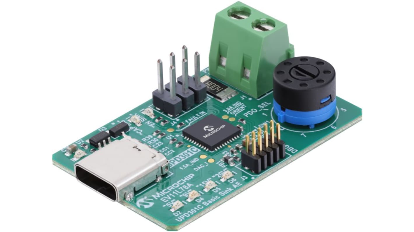 Kit di valutazione Regolatore di potenza USB per Controller USB Power Delivery UPD301C