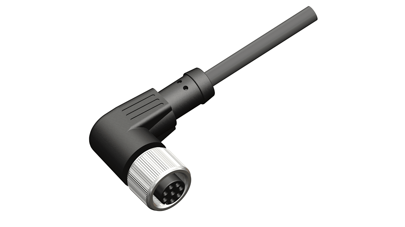 RS PRO Right Angle Female M12 to Unterminated Sensor Actuator Cable, 10m