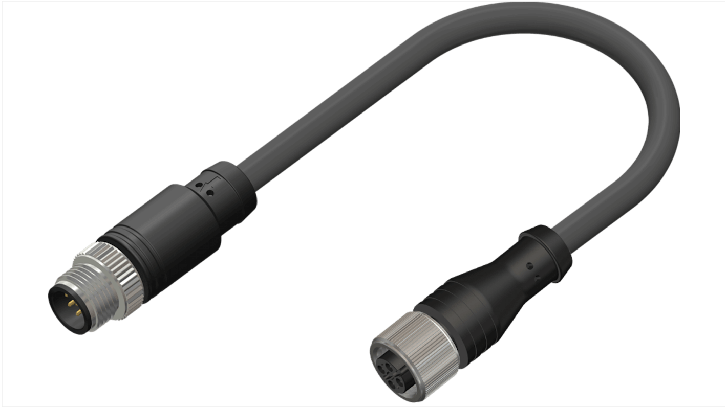 RS PRO konfektioniertes Sensorkabel 4-adrig, Buchse gerade / M12 Stecker gerade, Länge 5m