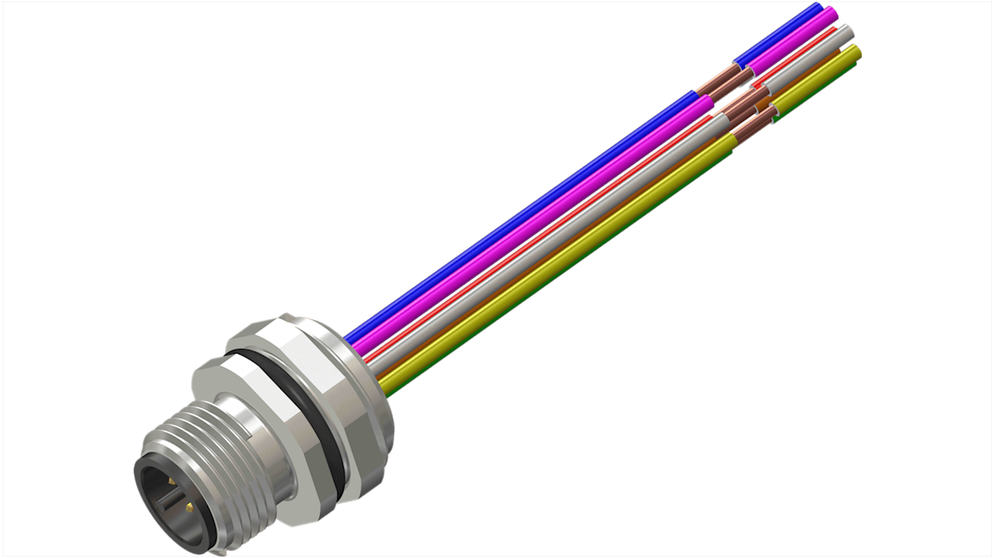 RS PRO M12 Rundsteckverbinder Stecker 8-polig / 2.0A, Tafelmontage IP 67