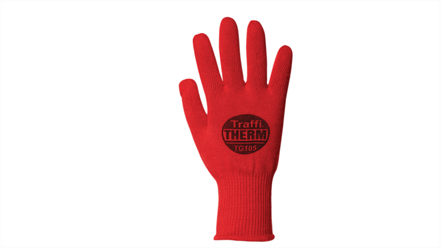 Traffi Red Polycotton Thermal Work Gloves, Size 9, Large