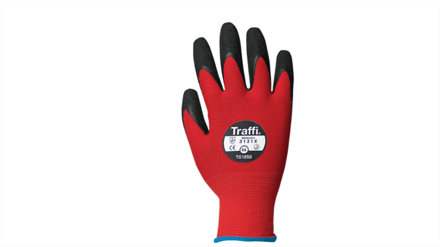 TG105011 Traffi Red Natural Rubber Latex Nylon Cut Resistant Cut