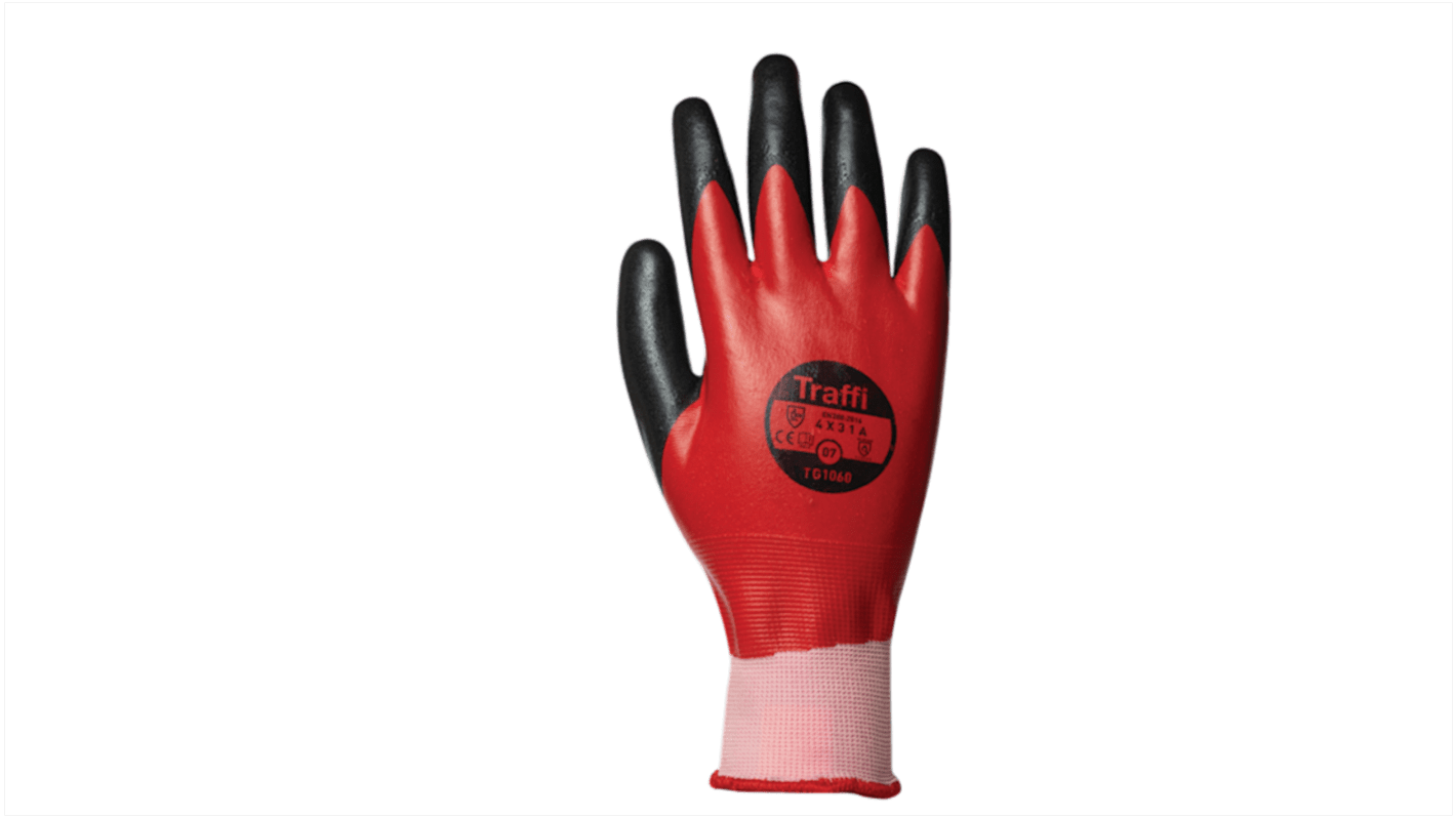 TG106009 Traffi Red Nitrile, Nylon Cut Resistant Cut Resistant