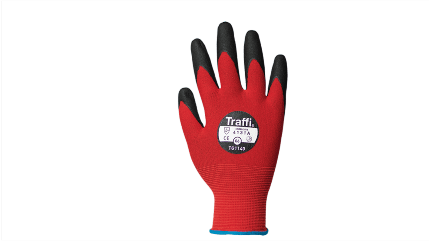 TG114010 Traffi Red Nitrile, Nylon Cut Resistant Cut Resistant