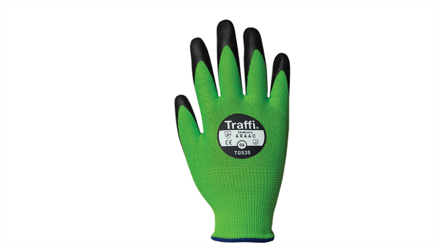 TG53511 Traffi Green Nitrile, Nylon Cut Resistant Cut Resistant Gloves, Size 11, Nitrile