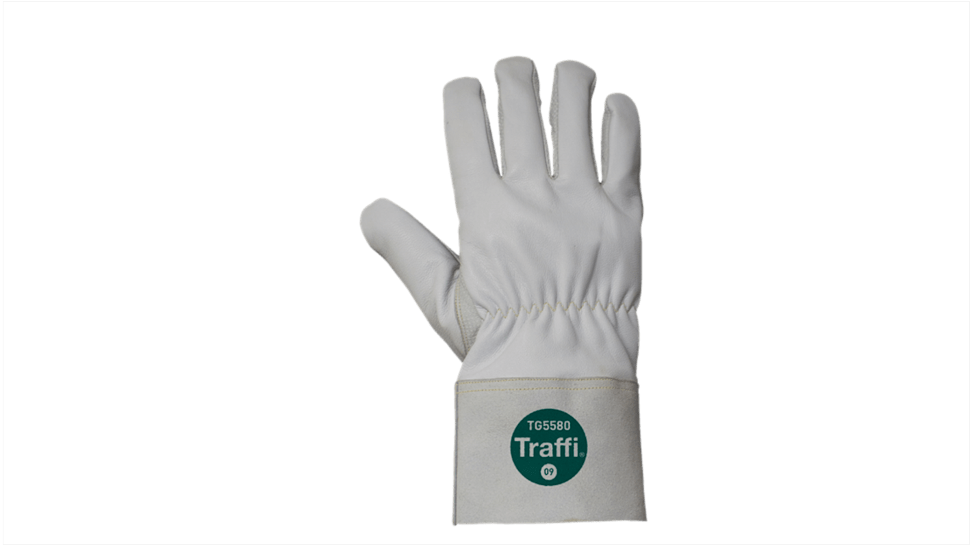 Traffi White Leather, Para-aramid Cut Resistant Cut Resistant Gloves, Size 12, Leather Coating