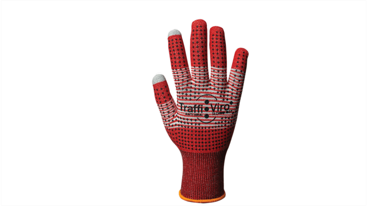 Traffi Red Nitrile Cut Resistant Cut Resistant Gloves, Size 9, HeiQ-Viroblock Coating