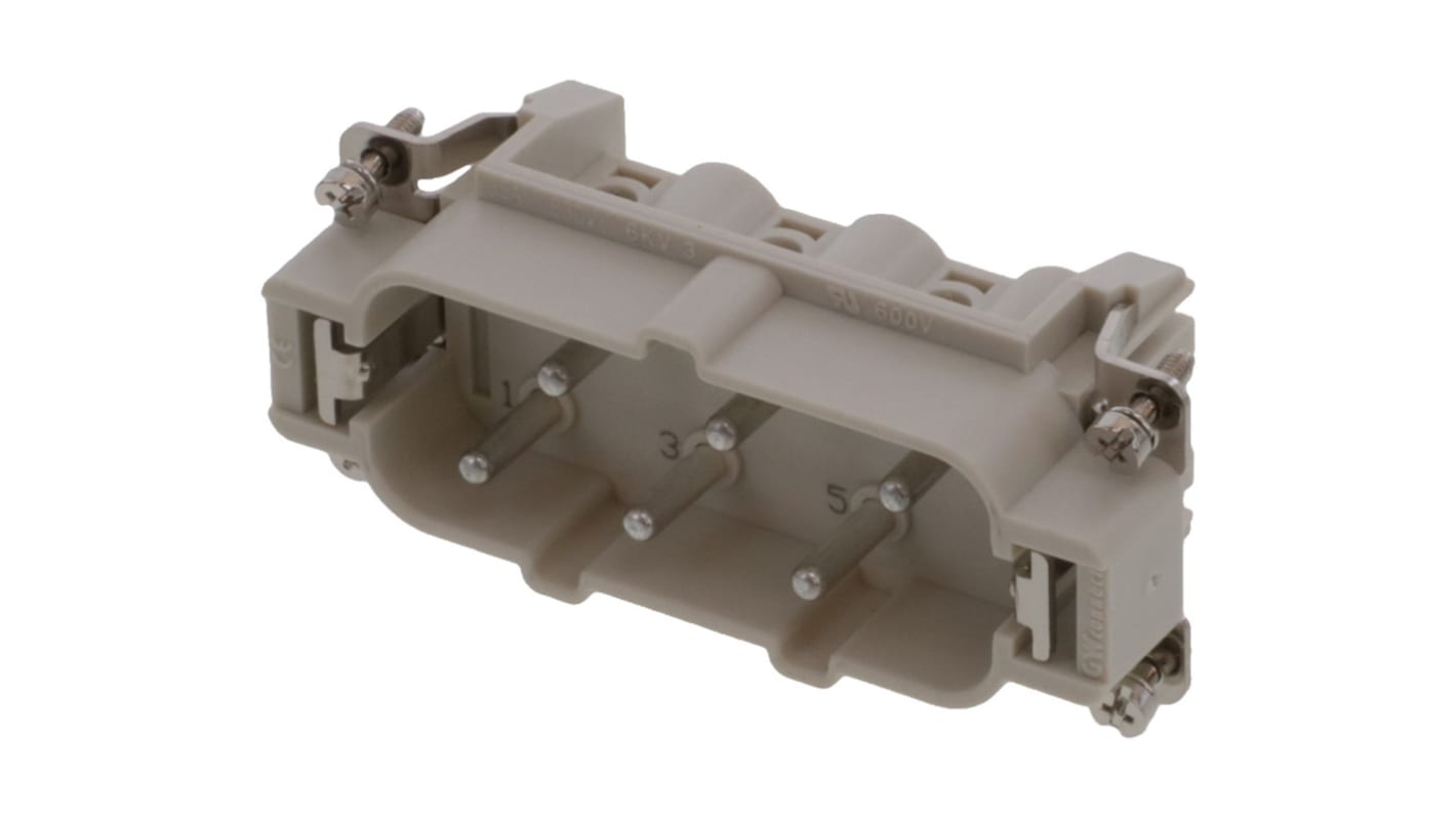 Molex 93601 Robustes Power Steckverbinder-Modul, 6-polig 35A Stecker, Schraubklemmen-Einsatz für Elektronische Maschinen