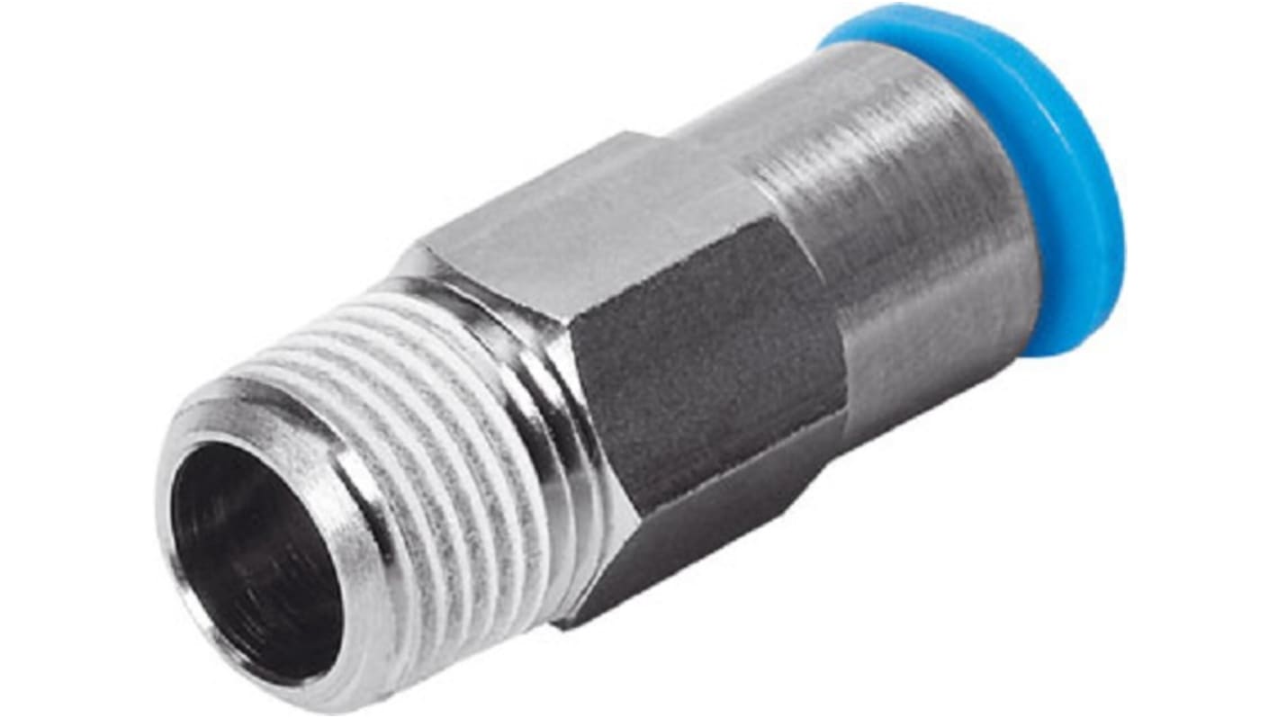 Festo QSMK Series Push-in Fitting, R 1/8 Male to Push In 6 mm, Threaded-to-Tube Connection Style